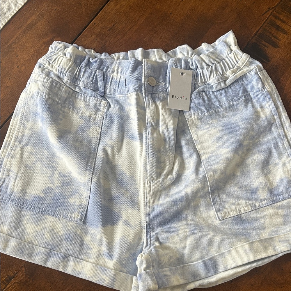 NWT Elodie High Waist Light Blue Tie-Dye Shorts